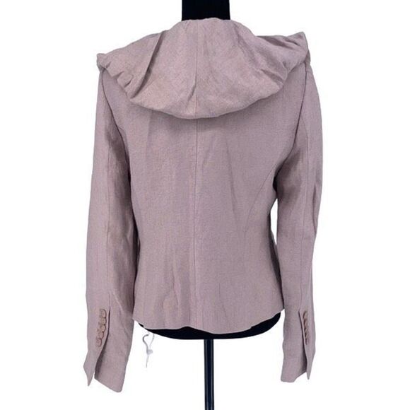 BCBG MAXAZRIA‎ Ruffle Collared Linen Blend Jacket Blazer Size 10P Purple/Pink - Picture 4 of 12
